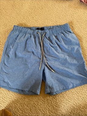 RAINFOREST Men's Blue Elastic Waist Swim Trunks